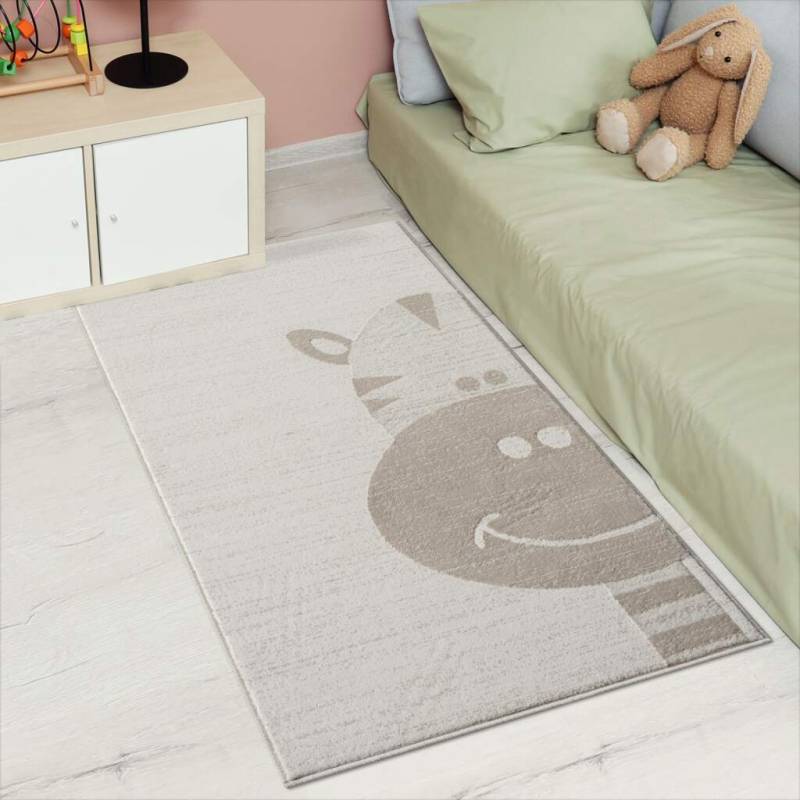 Carpet City Kinderteppich »MARA715«, rechteckig, 11 mm Höhe, Kinderzimmer Teppich Tiere Beige Spielzimmer von Carpet City