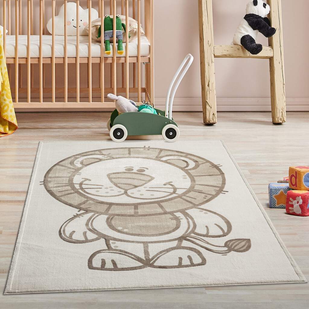 Carpet City Kinderteppich »MARA717«, rechteckig, 11 mm Höhe, Kinderzimmer Teppich Tiere Beige Spielzimmer von Carpet City