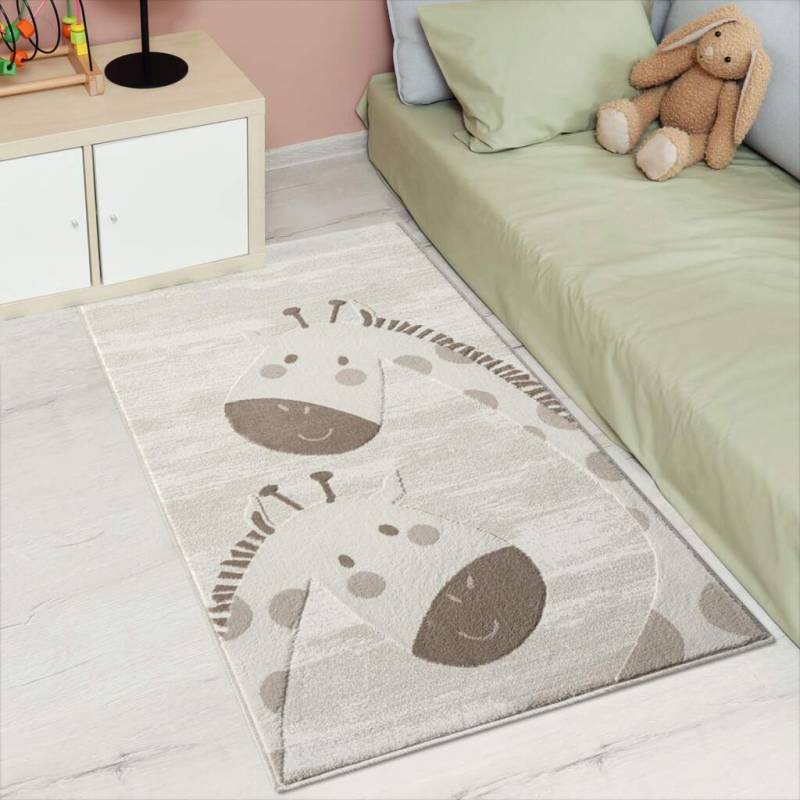 Carpet City Kinderteppich »MARA719«, rechteckig, 11 mm Höhe, Kinderzimmer Teppich Tiere Beige Spielzimmer von Carpet City