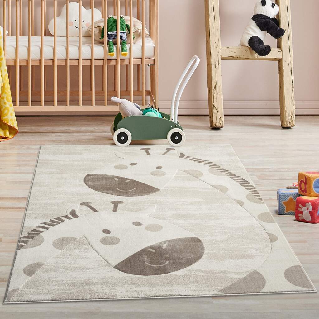 Carpet City Kinderteppich »MARA719«, rechteckig, 11 mm Höhe, Kinderzimmer Teppich Tiere Beige Spielzimmer von Carpet City