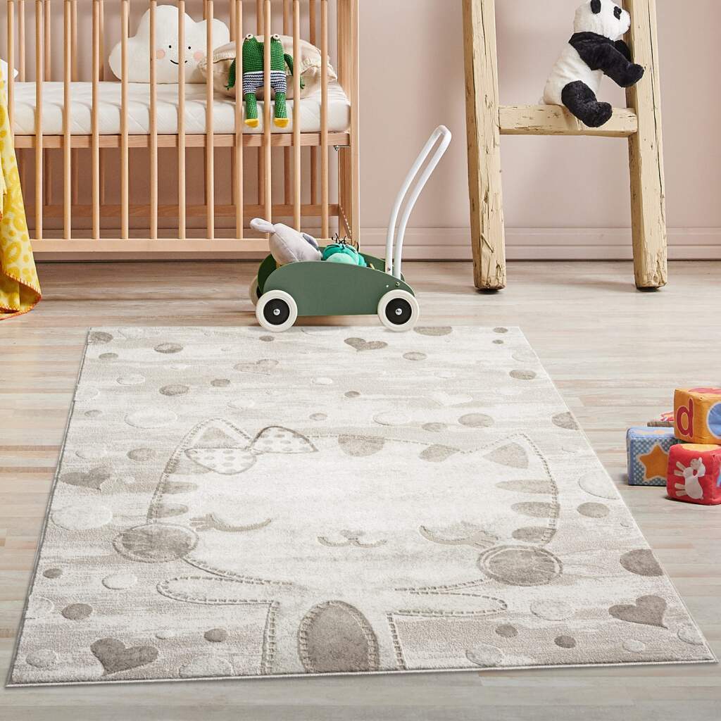 Carpet City Kinderteppich »MARA720«, rechteckig, 11 mm Höhe, Kinderzimmer Teppich Tiere Beige Spielzimmer von Carpet City