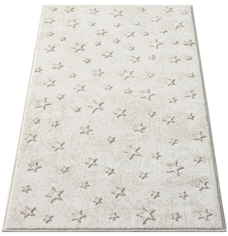 Carpet City Kinderteppich »MARA725«, rechteckig, 11 mm Höhe, Kinderzimmer Teppich Sterne Beige Spielzimmer von Carpet City