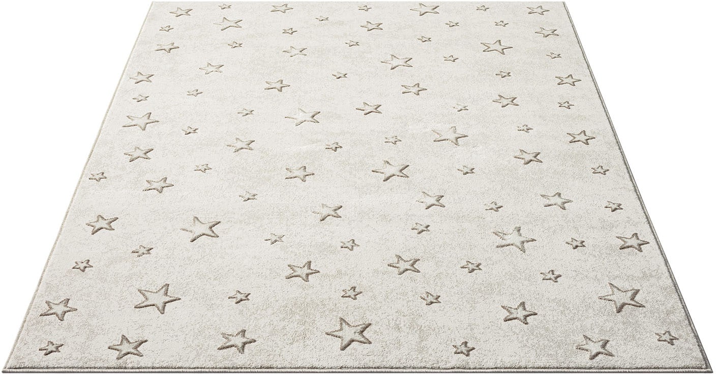 Carpet City Kinderteppich »MARA725«, rechteckig, 11 mm Höhe, Kinderzimmer Teppich Sterne Beige Spielzimmer von Carpet City