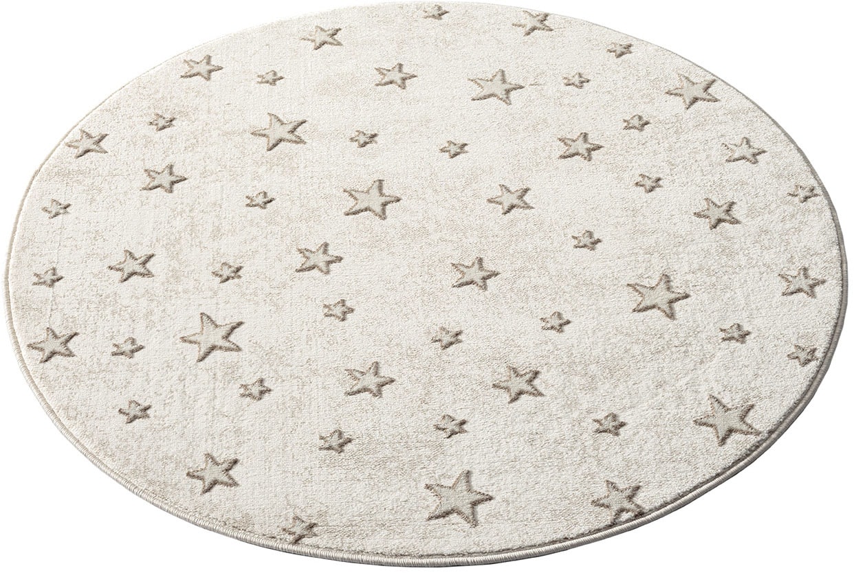 Carpet City Kinderteppich »MARA725«, rund, Kinderzimmer Teppich Sterne Beige Spielzimmer von Carpet City