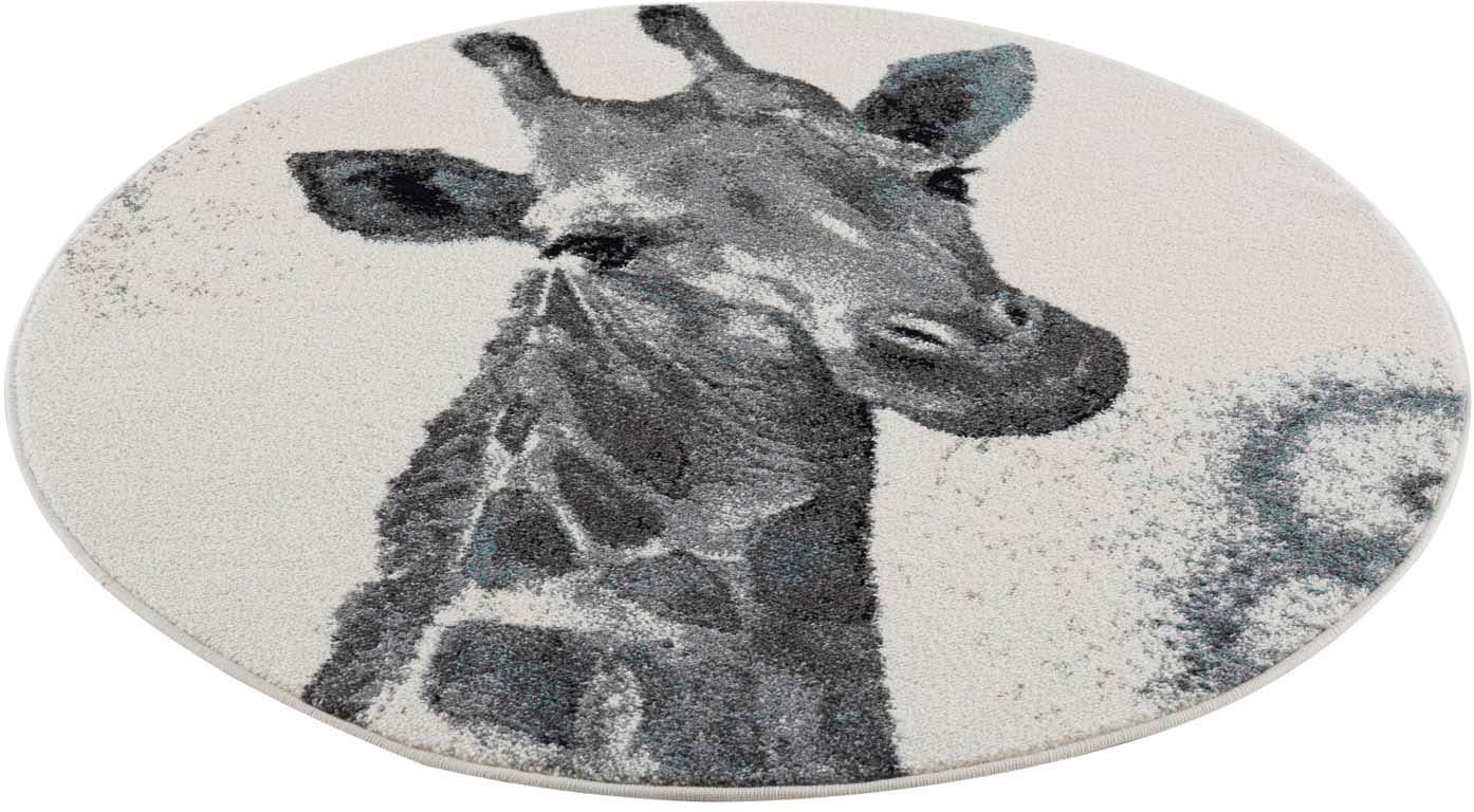 Carpet City Kinderteppich »Savanna 9370«, rund, Spielteppich, Teppich, Giraffe, Creme/ Grau, Kurzflor von Carpet City