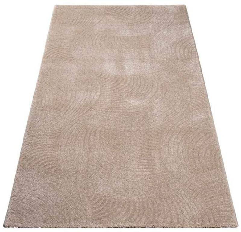 Carpet City Läufer »Friseé-Teppich FANCY 647«, rechteckig, 12 mm Höhe, Kurzflor,3D-Optik,Kreisförmiges Muster, Wohnzimmer,Schlafzimmer von Carpet City