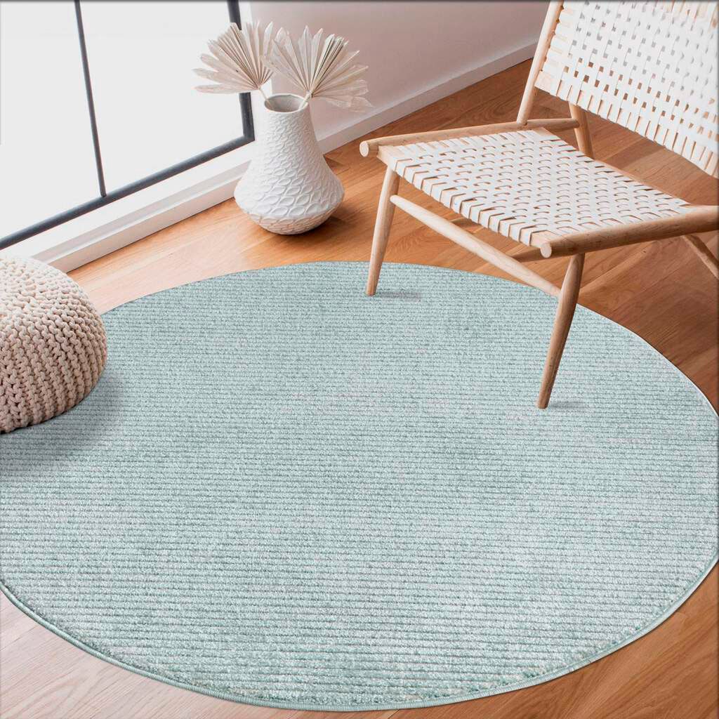 Carpet City Teppich »Friseé-Teppich FANCY900«, rund, Kurzflor, Einfarbig, 3D-Optik, Streifen Look von Carpet City