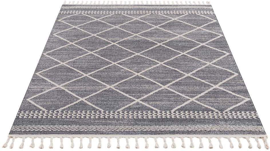 Carpet City Teppich »Art 2645«, rechteckig, 7 mm Höhe, Kurzflor, mit Kettfäden, Rauten-Optik von Carpet City