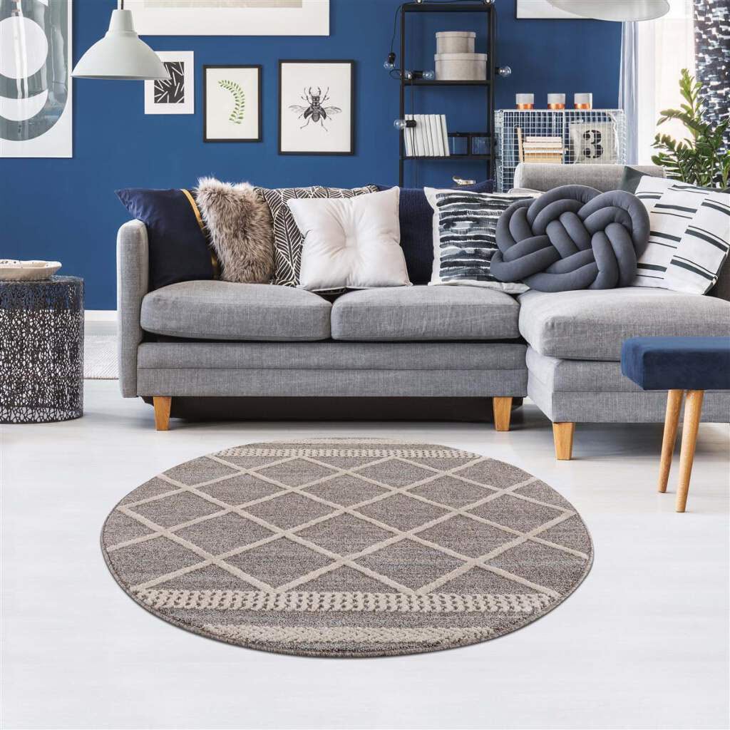 Carpet City Teppich »Art 2645«, rund, Kurzflor, Rauten-Optik, ideal für Flur & Diele von Carpet City