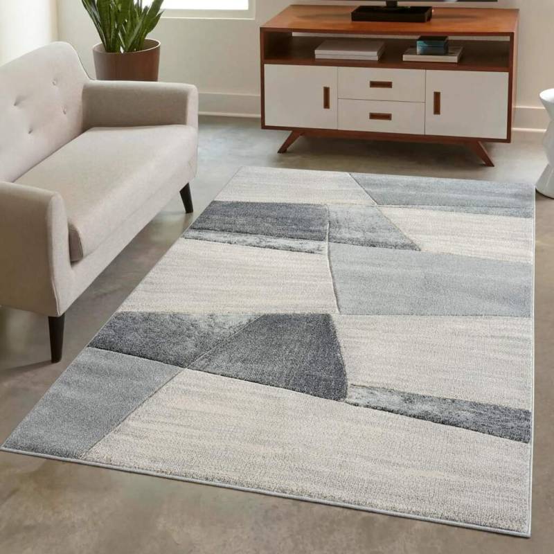 Carpet City Teppich »BONITO9053«, rechteckig, 11 mm Höhe, Flachflor, Hochtief-Muster/ 3D-Effekt, Geo-Muster, für Wohnzimmer von Carpet City