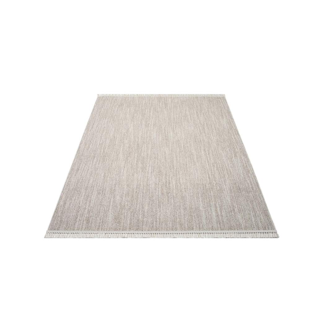 Carpet City Teppich »CLASICO 0052«, rechteckig, 11 mm Höhe, Kurzflor, Fransen, Meliert, Boho-Stil, Wohnzimmer von Carpet City