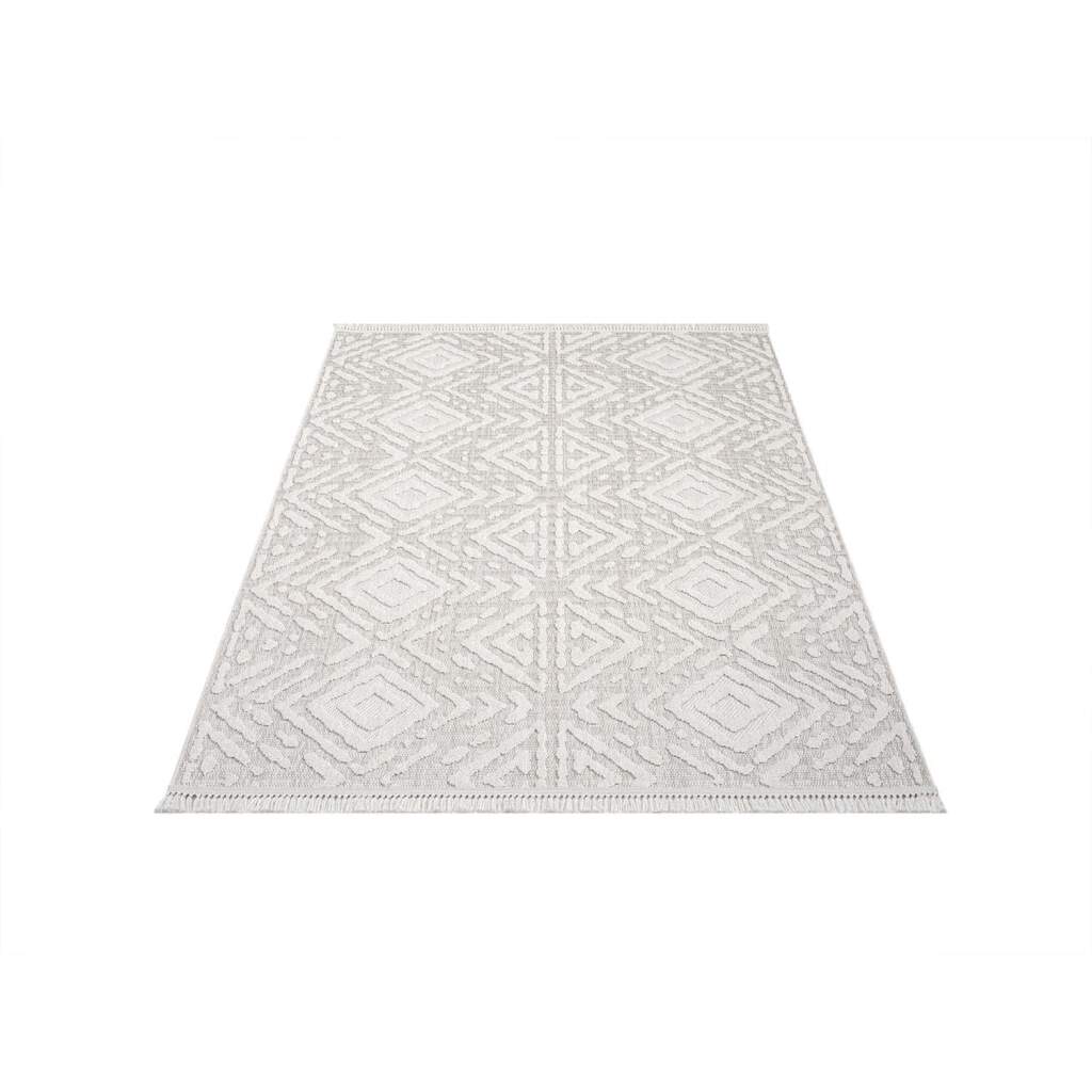 Carpet City Teppich »CLASICO 8926«, rechteckig, 11 mm Höhe, Kurzflor, Hochtief-Muster/ 3D-Effekt Rauten, Fransen, Wohnzimmer von Carpet City