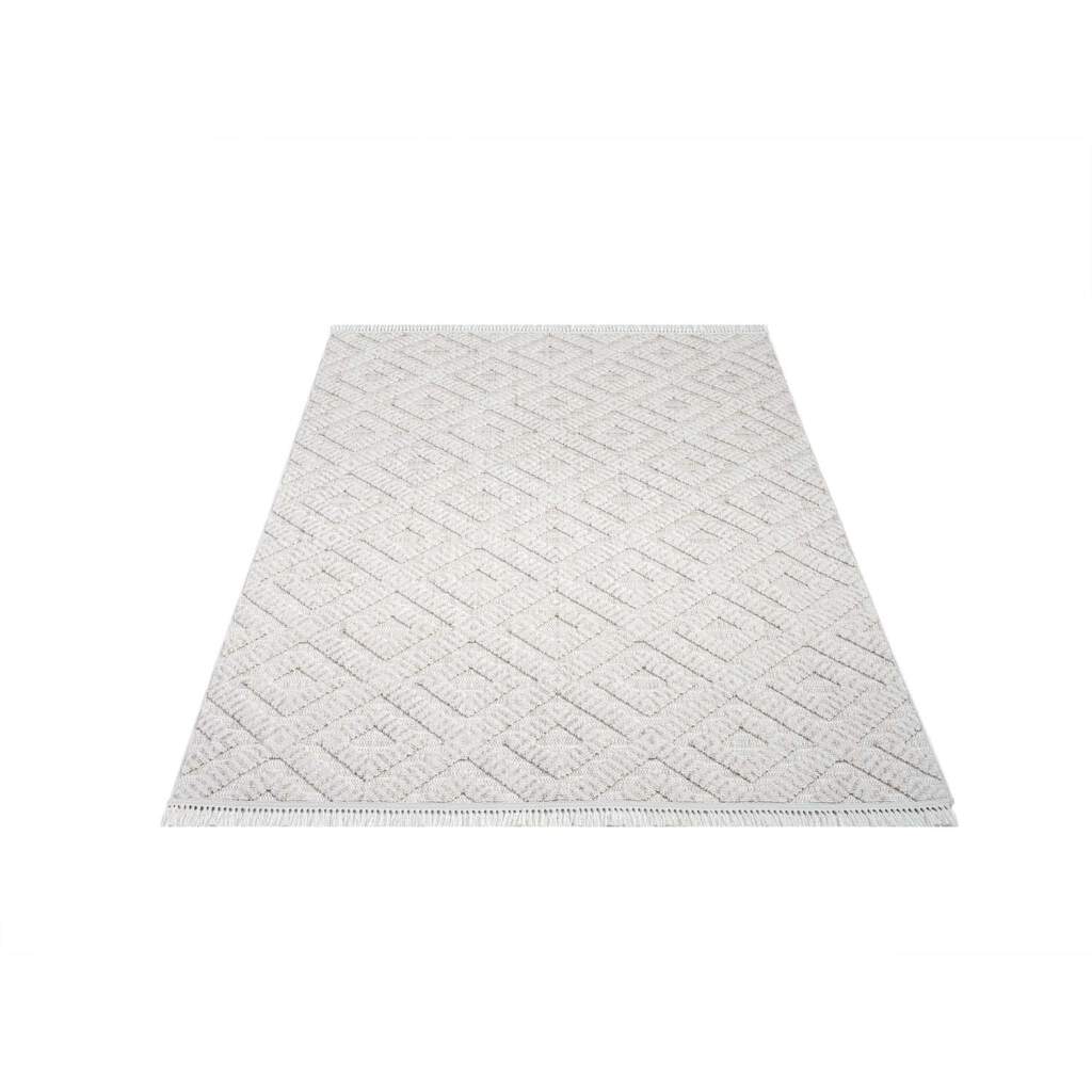 Carpet City Teppich »CLASICO 8927«, rechteckig, Kurzflor, Hochtief-Muster/ 3D-Effekt Rauten, Fransen, Wohnzimmer von Carpet City