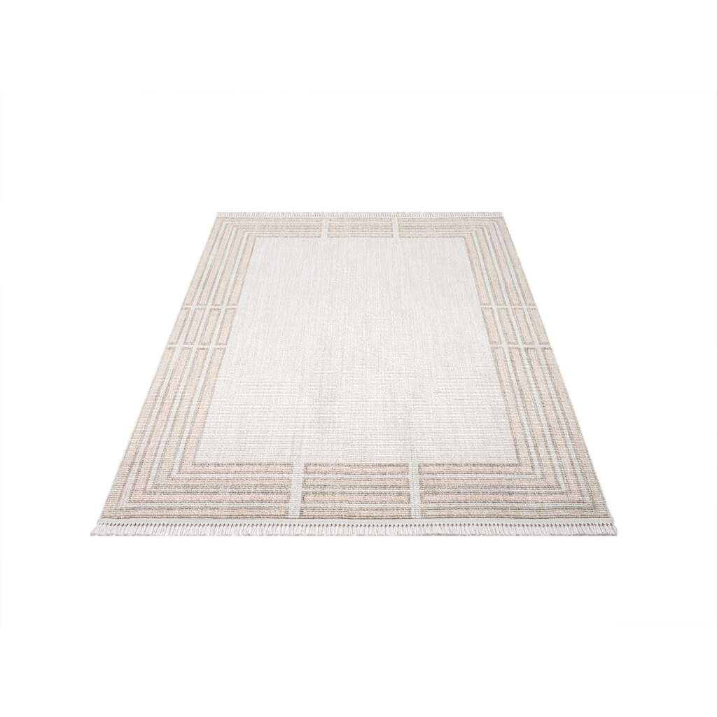 Carpet City Teppich »CLASICO 9068«, rechteckig, 11 mm Höhe, Kurzflor, Fransen, Bordüre, Boho-Stil, Wohnzimmer von Carpet City