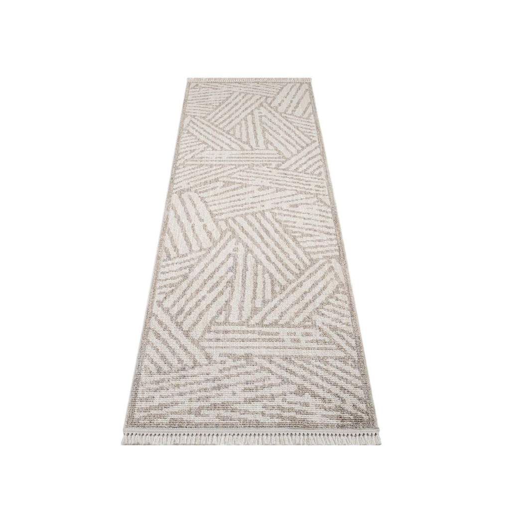 Carpet City Teppich »CLASICO 9161«, rechteckig, 11 mm Höhe, Kurzflor, Fransen, Geometrisch, Boho-Stil, Wohnzimmer von Carpet City