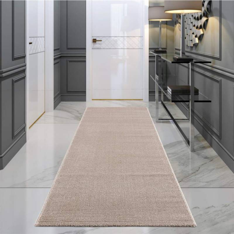 Carpet City Teppich »Friseé-Teppich FANCY900«, rechteckig, 12 mm Höhe, Kurzflor, Einfarbig, 3D-Optik, Streifen Look von Carpet City