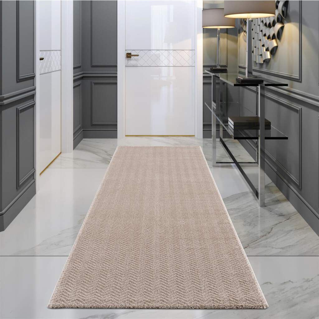 Carpet City Teppich »Friseé-Teppich FANCY805«, rechteckig, Kurzflor, Einfarbig, 3D-Optik, Zickzack Look von Carpet City