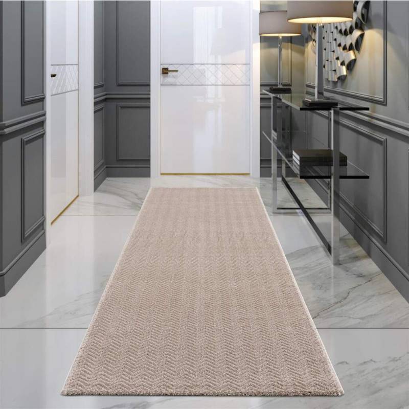 Carpet City Teppich »Friseé-Teppich FANCY805«, rechteckig, 12 mm Höhe, Kurzflor, Einfarbig, 3D-Optik, Zickzack Look von Carpet City