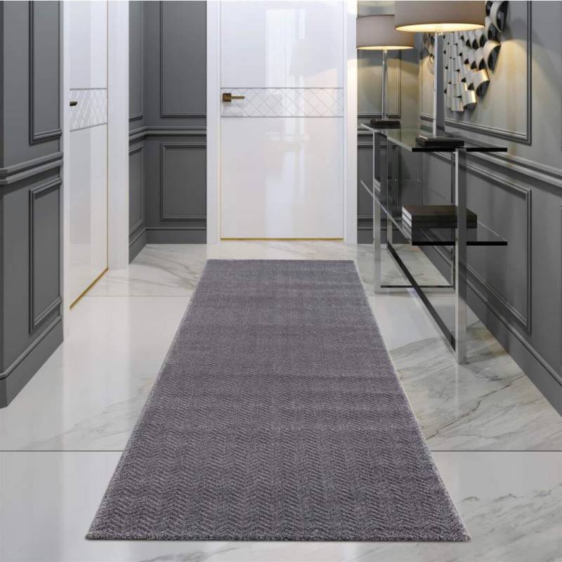 Carpet City Teppich »Friseé-Teppich FANCY805«, rechteckig, 12 mm Höhe, Kurzflor, Einfarbig, 3D-Optik, Zickzack Look von Carpet City