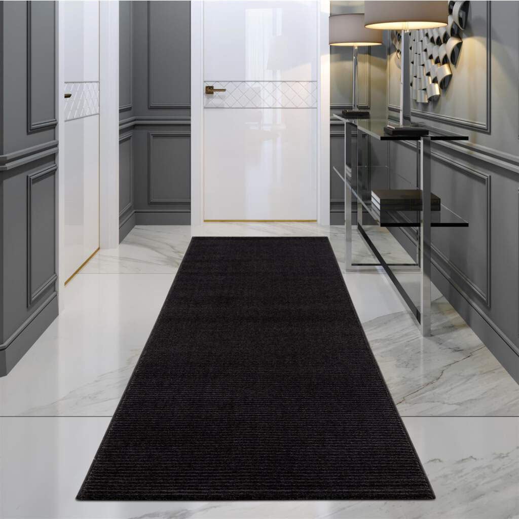 Carpet City Teppich »Friseé-Teppich FANCY900«, rechteckig, 12 mm Höhe, Kurzflor, Einfarbig, 3D-Optik, Streifen Look von Carpet City