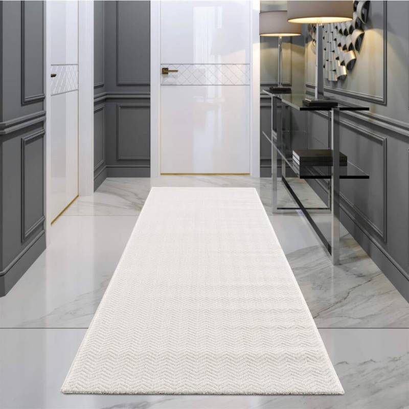 Carpet City Teppich »Friseé-Teppich FANCY805«, rechteckig, Kurzflor, Einfarbig, 3D-Optik, Zickzack Look von Carpet City