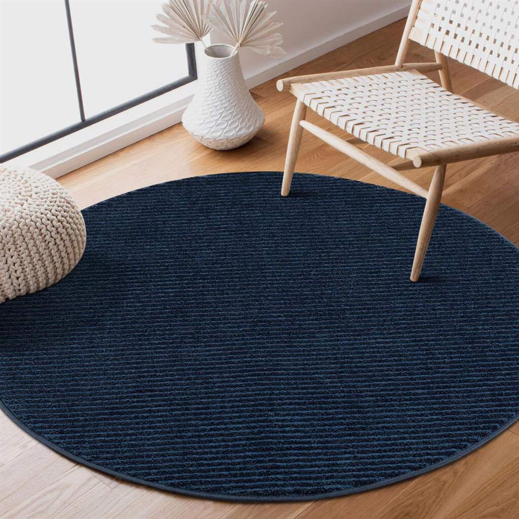 Carpet City Teppich »Friseé-Teppich FANCY900«, rund, Kurzflor, Einfarbig, 3D-Optik, Streifen Look von Carpet City