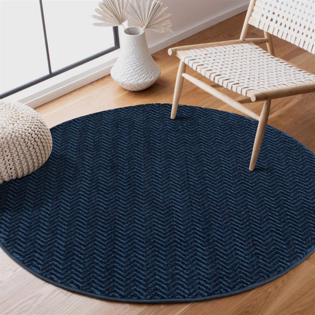 Carpet City Teppich »Friseé-Teppich FANCY805«, rund, Kurzflor, Einfarbig, 3D-Optik, Zickzack Look von Carpet City