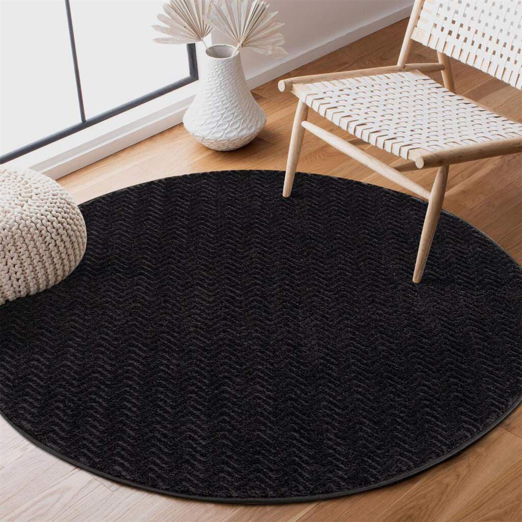 Carpet City Teppich »233-82-FANCY805-R«, rund, Kurzflor, Einfarbig, 3D-Optik, Zickzack Look von Carpet City