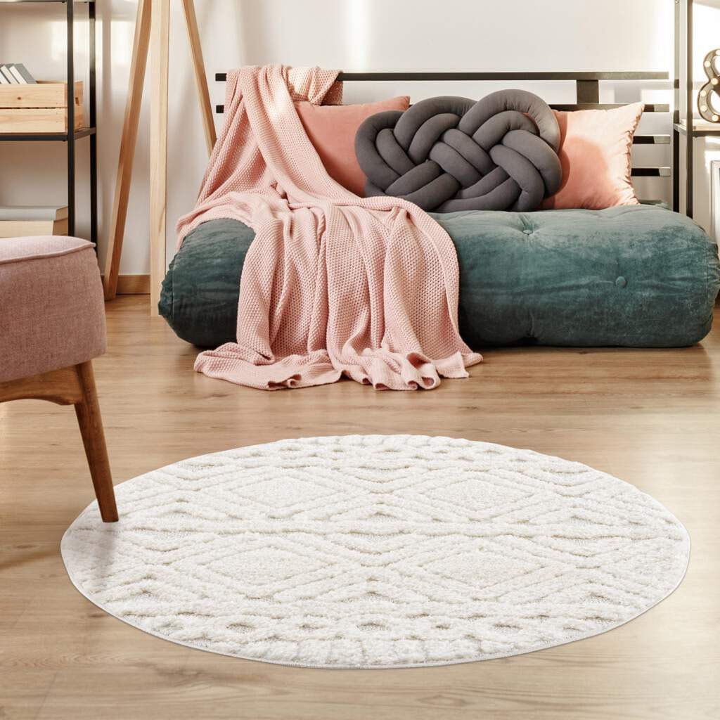 Carpet City Teppich »Focus 3382«, rund, 20 mm Höhe, Boho-Teppich, besonders weich, Hoch Tief Struktur, Wohnzimmer von Carpet City