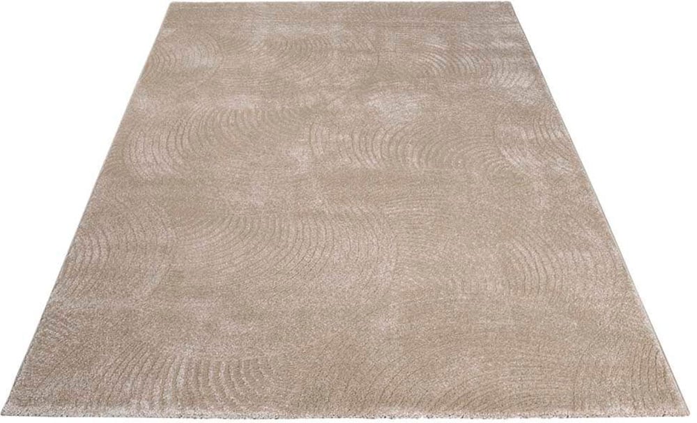 Carpet City Teppich »Friseé-Teppich FANCY 647«, rechteckig, Kurzflor,3D-Optik,Kreisförmiges Muster, Wohnzimmer,Schlafzimmer von Carpet City