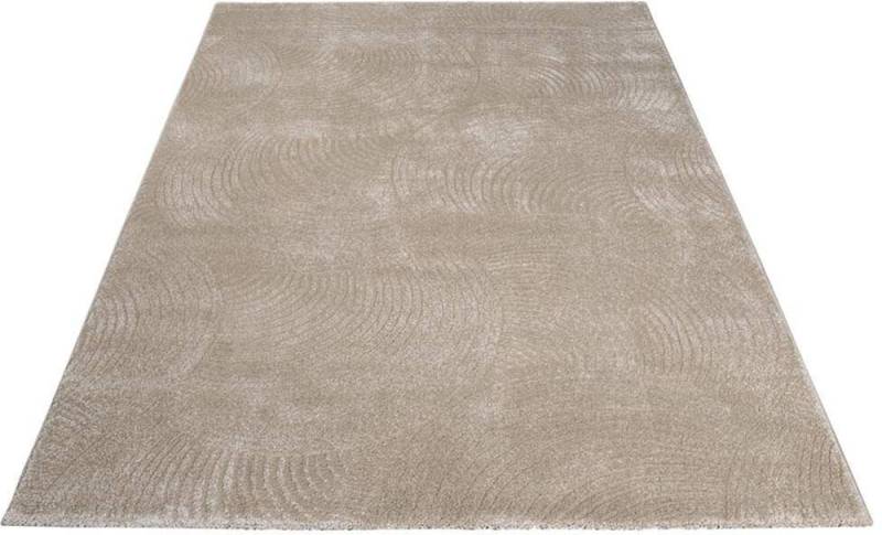 Carpet City Teppich »Friseé-Teppich FANCY 647«, rechteckig, 12 mm Höhe, Kurzflor,3D-Optik,Kreisförmiges Muster, Wohnzimmer,Schlafzimmer von Carpet City