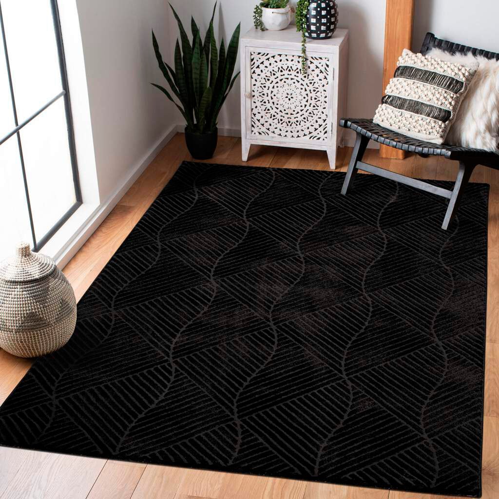 Carpet City Teppich »Friseé-Teppich FANCY 904«, rechteckig, 12 mm Höhe, Kurzflor Wohnzimmer, florale 3D-Optik, für Schlafzimmer, Flur von Carpet City