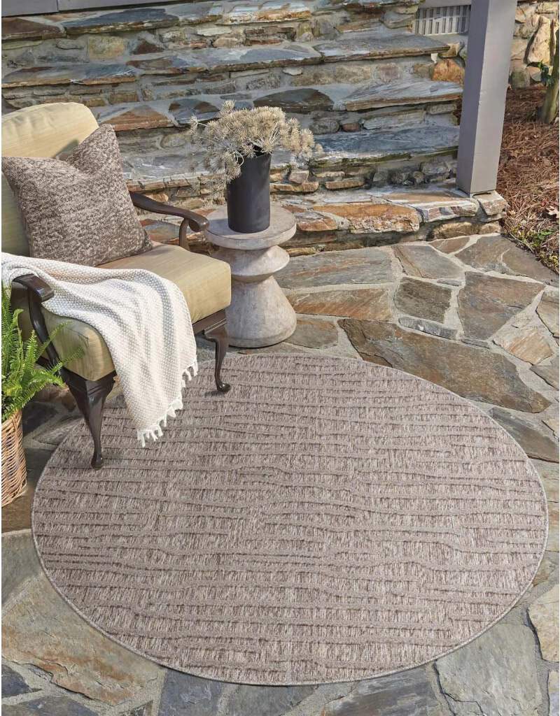 Carpet City Teppich »In-& Outdoorteppich Santorini 450, 3D-Effekt, Gestreift«, rund, Wetterfest & UV-beständig für Terrasse, Balkon, Küche, Flur von Carpet City