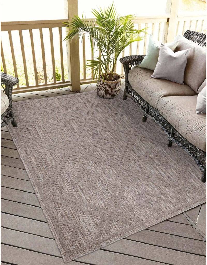 Carpet City Teppich »In-& Outdoorteppich Santorini 454, 3D-Effekt, Raute-Optik«, rechteckig, 5 mm Höhe, Wetterfest & UV-beständig für Terrasse, Balkon, Küche, Flur von Carpet City