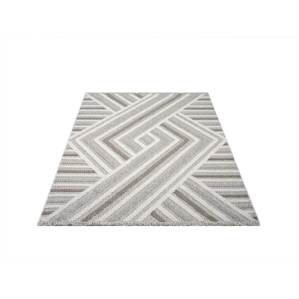 Carpet City Teppich »LINDO 7590«, rechteckig, Kurzflor, Hochtief-Muster/ 3D-Effekt, Fransen, Boho-Stil, Wohnzimmer von Carpet City