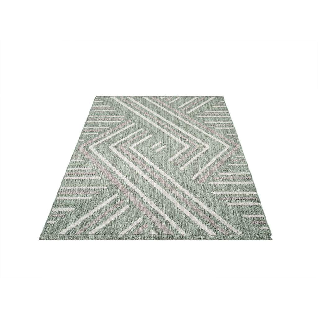 Carpet City Teppich »LINDO 7590«, rechteckig, 11 mm Höhe, Kurzflor, Hochtief-Muster/ 3D-Effekt, Fransen, Boho-Stil, Wohnzimmer von Carpet City