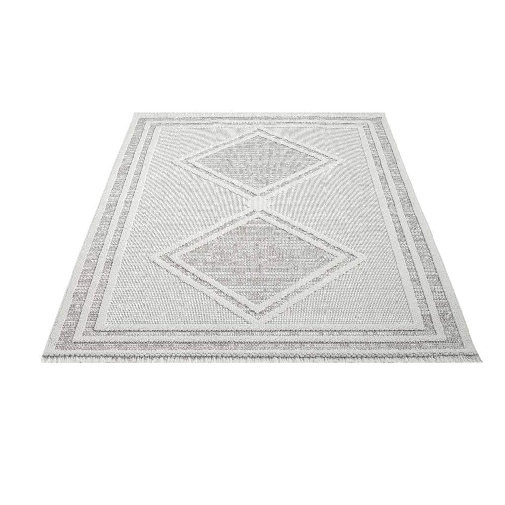 Carpet City Teppich »LINDO 8853«, rechteckig, Kurzflor, Hochtief-Muster/ 3D-Effekt, Fransen, Boho-Stil, Wohnzimmer von Carpet City