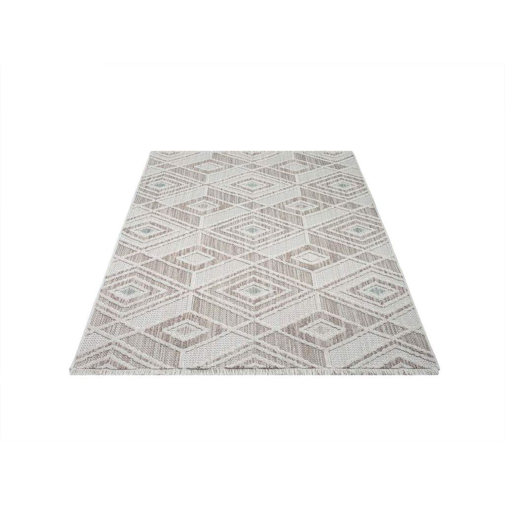 Carpet City Teppich »LINDO 8875«, rechteckig, 11 mm Höhe, Kurzflor, Hochtief-Muster/ 3D-Effekt, Fransen, Boho-Stil, Wohnzimmer von Carpet City