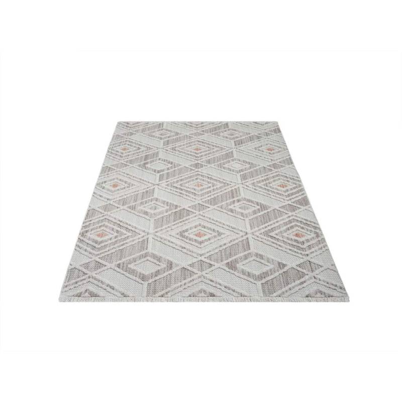 Carpet City Teppich »LINDO 8875«, rechteckig, 11 mm Höhe, Kurzflor, Hochtief-Muster/ 3D-Effekt, Fransen, Boho-Stil, Wohnzimmer von Carpet City