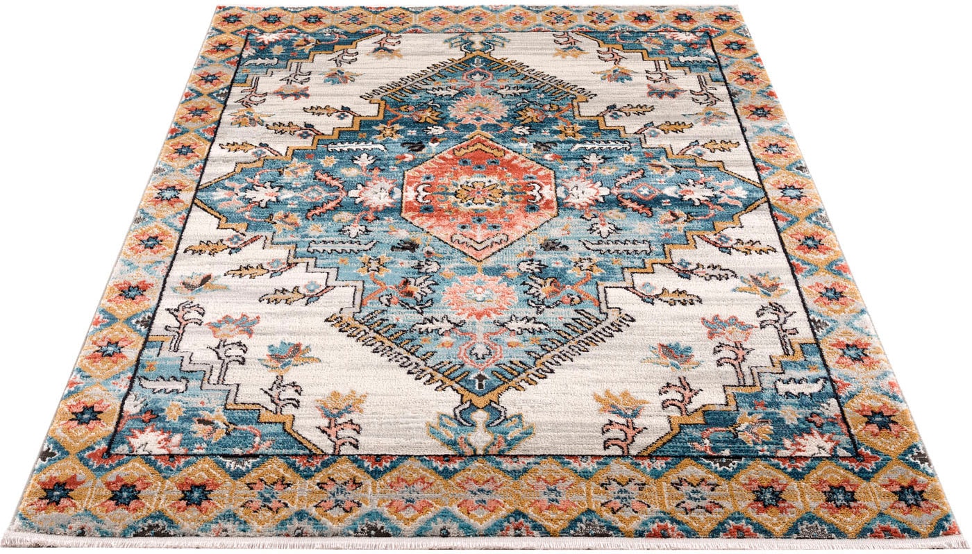 Carpet City Teppich »Novel 8631«, rechteckig, Vintage-Teppich mit Fransen, Used-Look, Multicolor von Carpet City