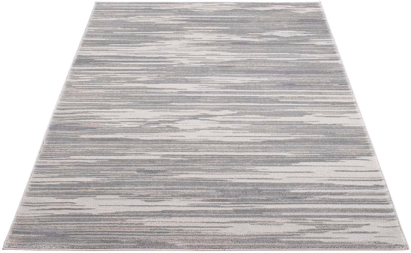 Carpet City Teppich »Platin 7737«, rechteckig, 11 mm Höhe, Kurzflor, Streifen-Optik, Glänzend durch Polyester von Carpet City