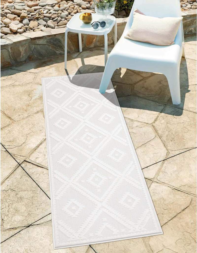 Carpet City Teppich »In-& Outdoorteppich Santorini 454, 3D-Effekt, Raute-Optik«, rechteckig, 5 mm Höhe, Wetterfest & UV-beständig für Terrasse, Balkon, Küche, Flur von Carpet City