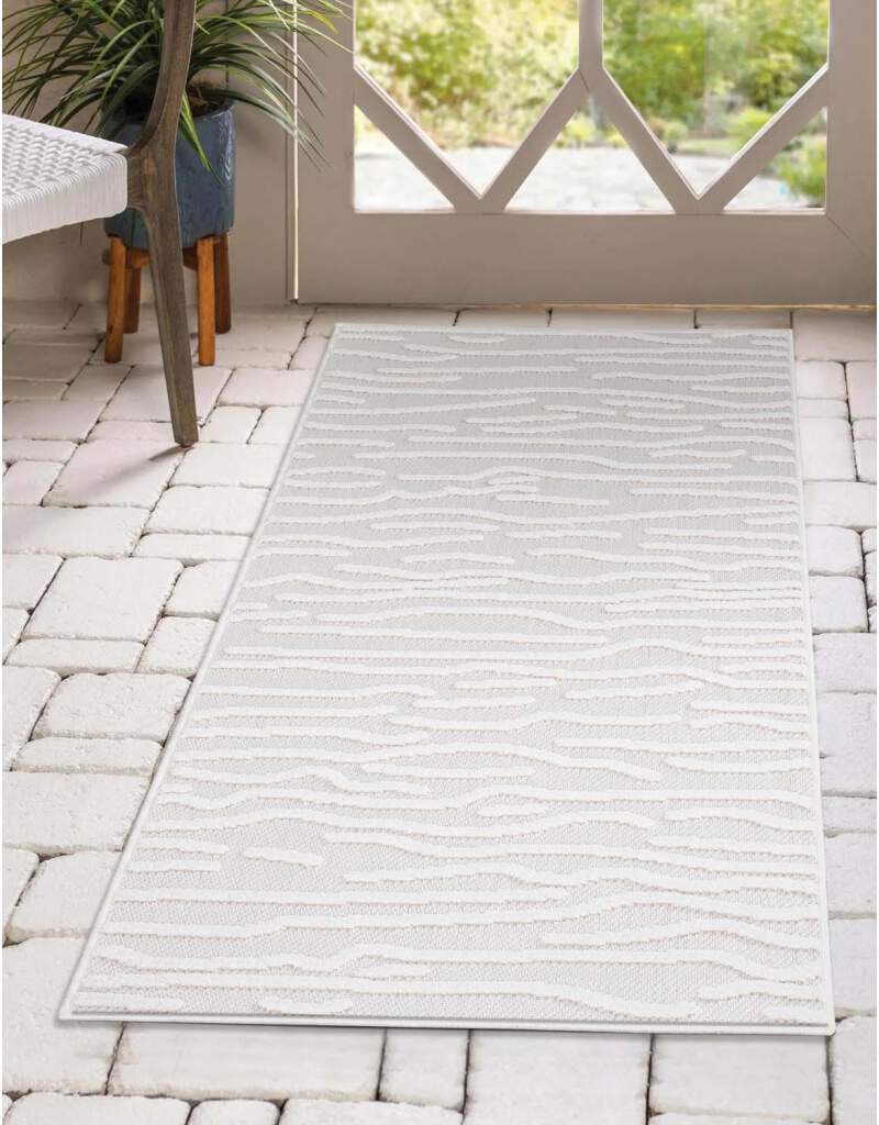 Carpet City Teppich »In-& Outdoorteppich Santorini 450, 3D-Effekt, Gestreift«, rechteckig, Wetterfest & UV-beständig für Terrasse, Balkon, Küche, Flur von Carpet City