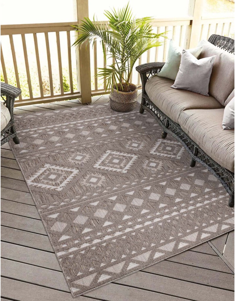 Carpet City Teppich »In-& Outdoorteppich Santorini 435, 3D-Effekt, Boho-Look«, rechteckig, Wetterfest & UV-beständig für Terrasse, Balkon, Küche, Flur von Carpet City