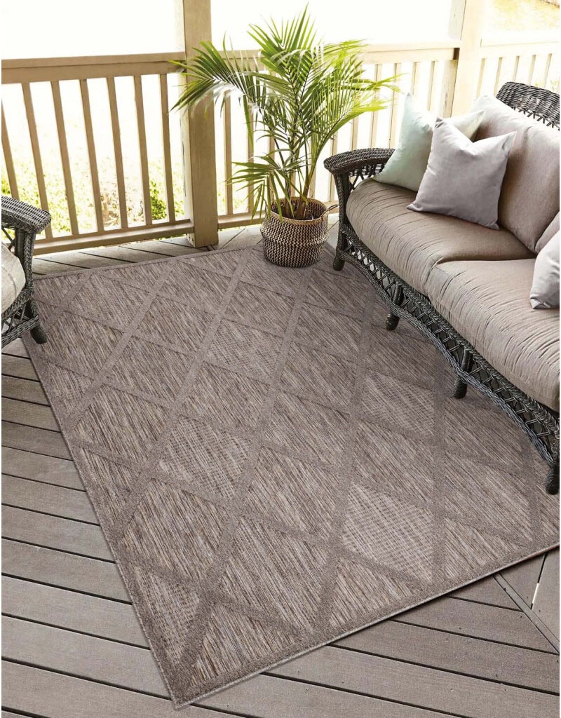 Carpet City Teppich »In-& Outdoorteppich Santorini 457, 3D-Effekt, Raute-Look«, rechteckig, Wetterfest & UV-beständig für Terrasse, Balkon, Küche, Flur von Carpet City