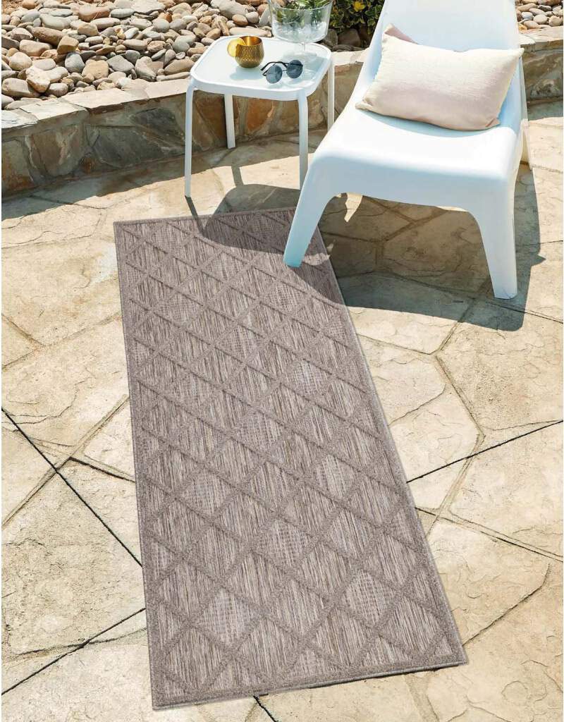Carpet City Teppich »In-& Outdoorteppich Santorini 457, 3D-Effekt, Raute-Look«, rechteckig, Wetterfest & UV-beständig für Terrasse, Balkon, Küche, Flur von Carpet City