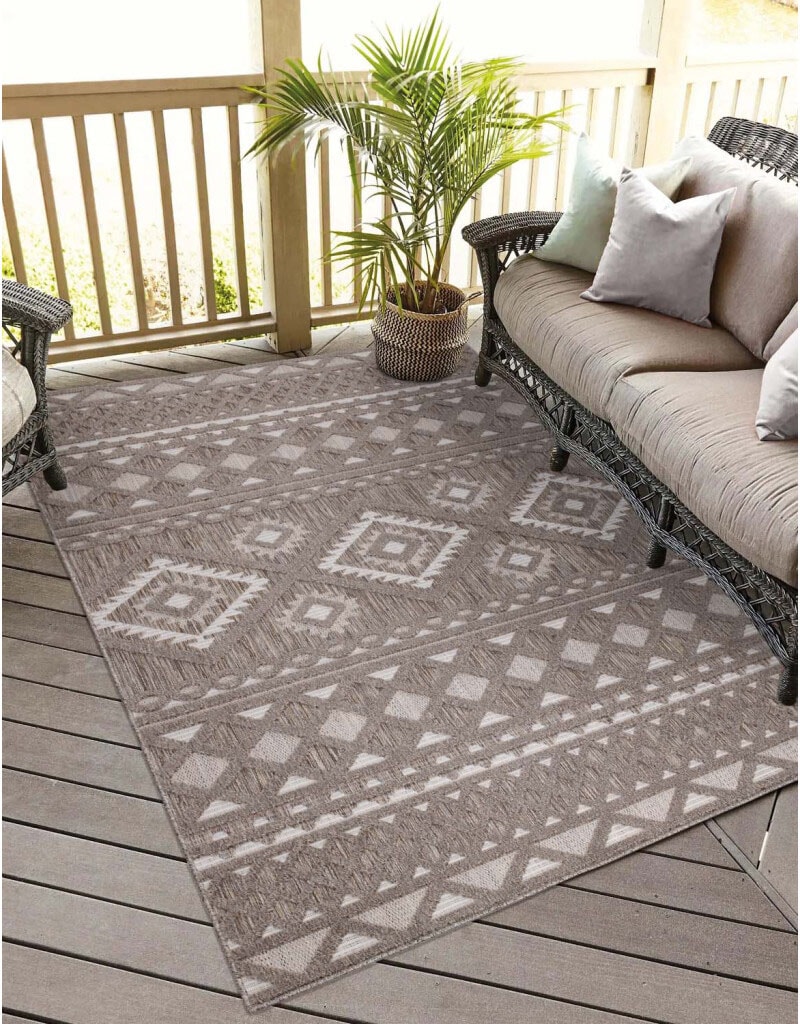 Carpet City Teppich »In-& Outdoorteppich Santorini 435, 3D-Effekt, Boho-Look«, rechteckig, 5 mm Höhe, Wetterfest & UV-beständig für Terrasse, Balkon, Küche, Flur von Carpet City