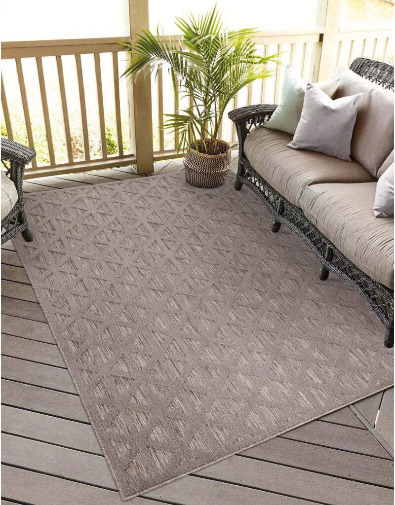 Carpet City Teppich »In-& Outdoorteppich Santorini 446, 3D-Effekt, Geo-Muster«, rechteckig, 5 mm Höhe, Wetterfest & UV-beständig für Terrasse, Balkon, Küche, Flur von Carpet City