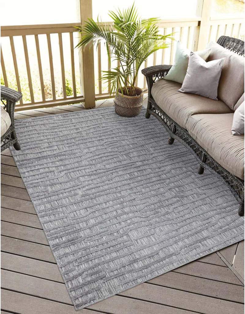 Carpet City Teppich »In-& Outdoorteppich Santorini 450, 3D-Effekt, Gestreift«, rechteckig, 5 mm Höhe, Wetterfest & UV-beständig für Terrasse, Balkon, Küche, Flur von Carpet City