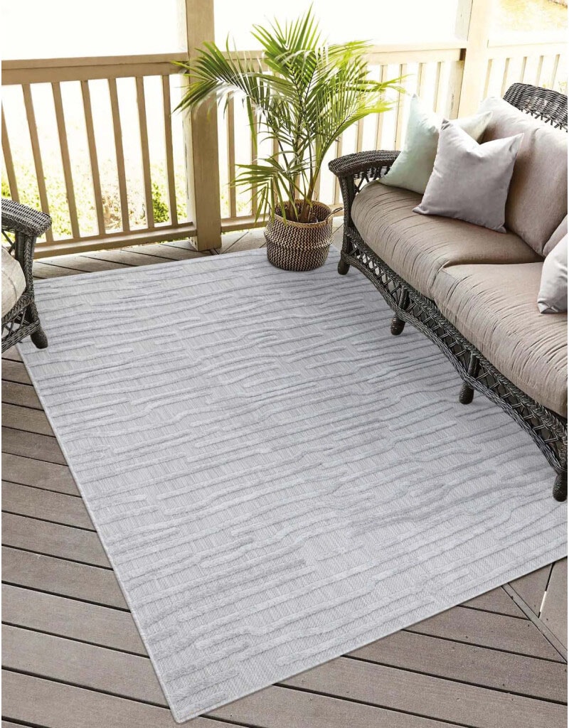 Carpet City Teppich »In-& Outdoorteppich Santorini 450, 3D-Effekt, Gestreift«, rechteckig, Wetterfest & UV-beständig für Terrasse, Balkon, Küche, Flur von Carpet City